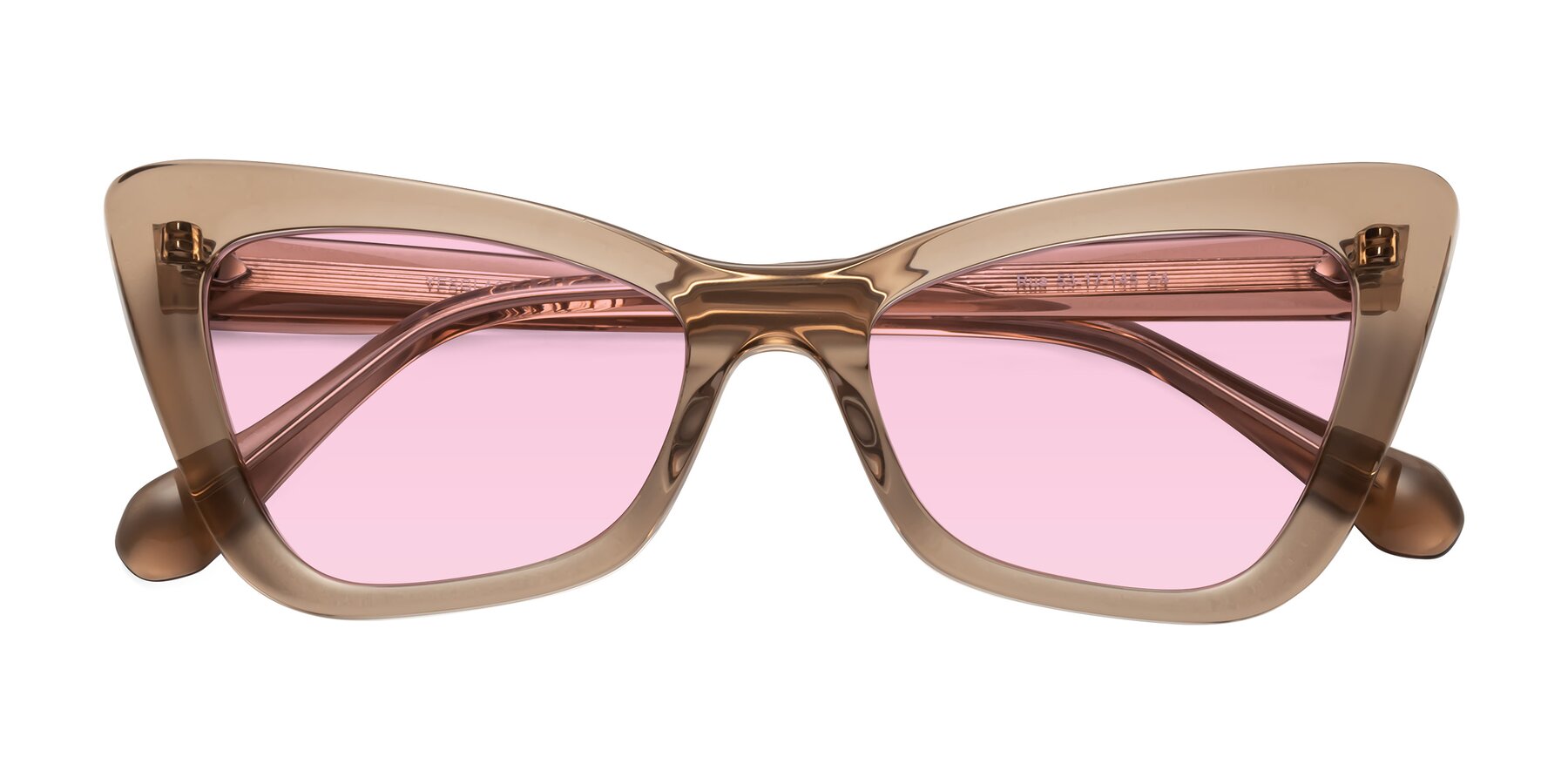 Folded Front of Rua in Caramel with Light Pink Tinted Lenses