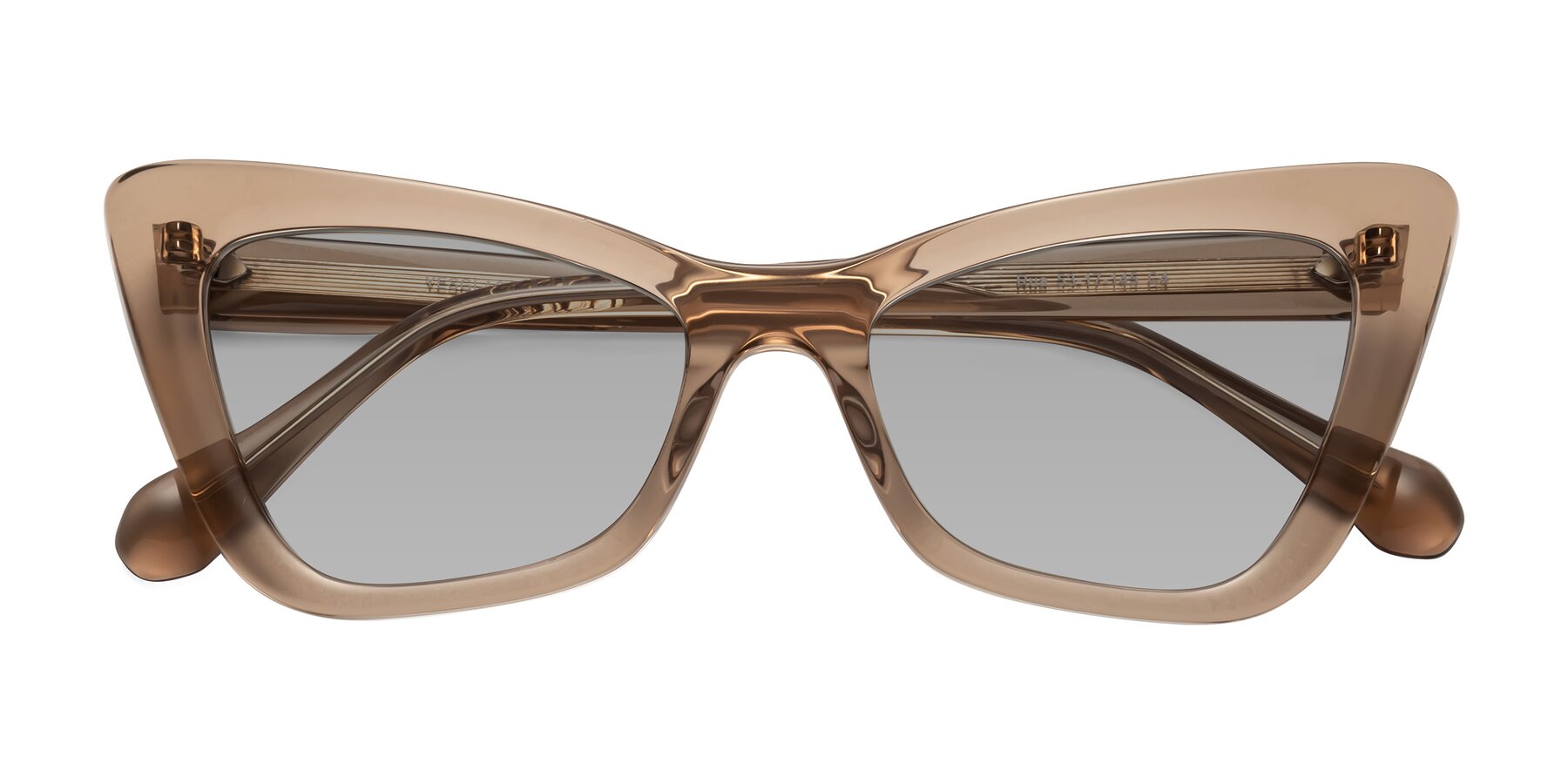 Folded Front of Rua in Caramel with Light Gray Tinted Lenses