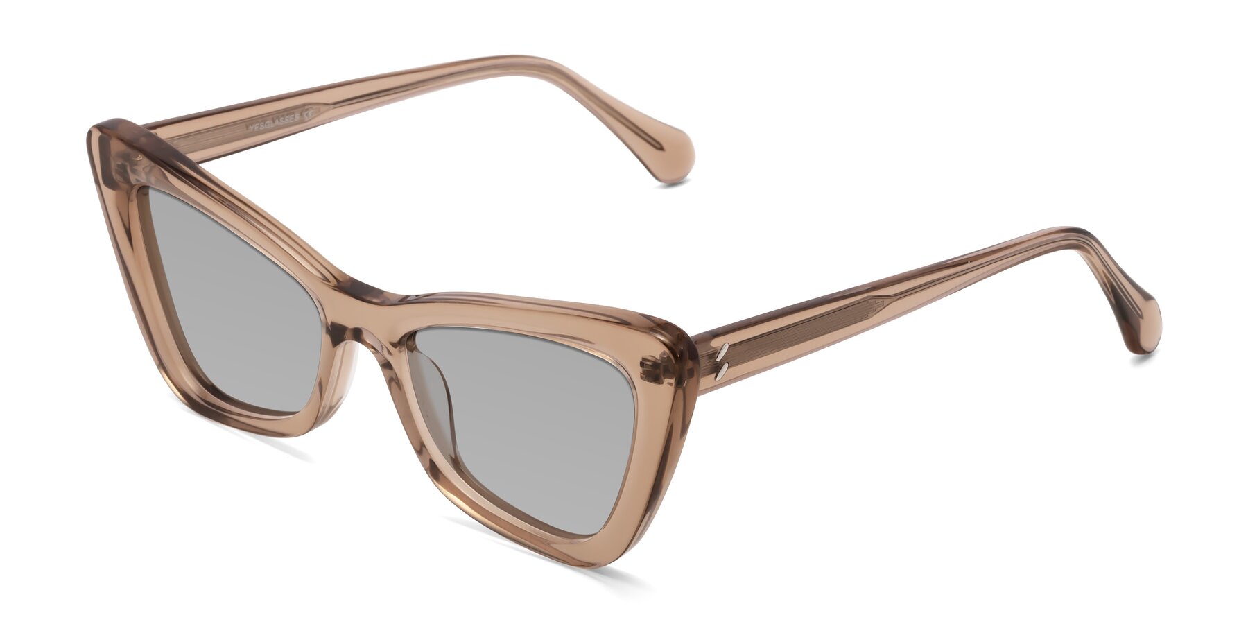 Angle of Rua in Caramel with Light Gray Tinted Lenses