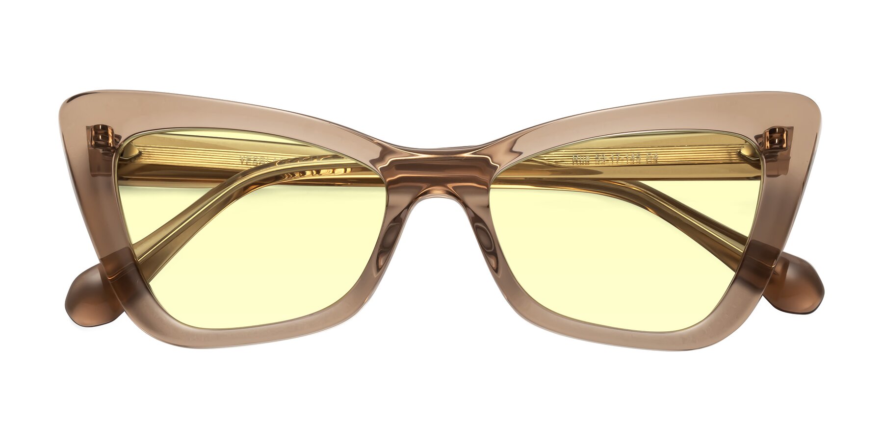 Folded Front of Rua in Caramel with Light Yellow Tinted Lenses