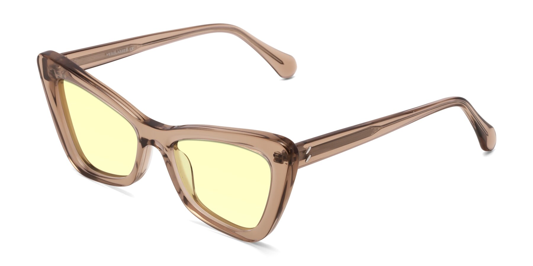 Angle of Rua in Caramel with Light Yellow Tinted Lenses
