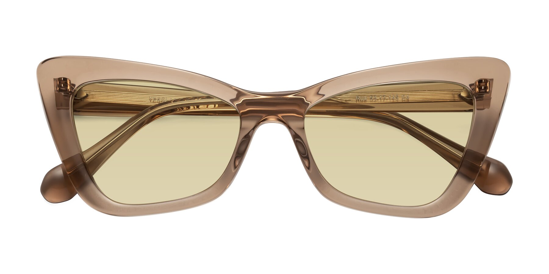 Folded Front of Rua in Caramel with Light Champagne Tinted Lenses