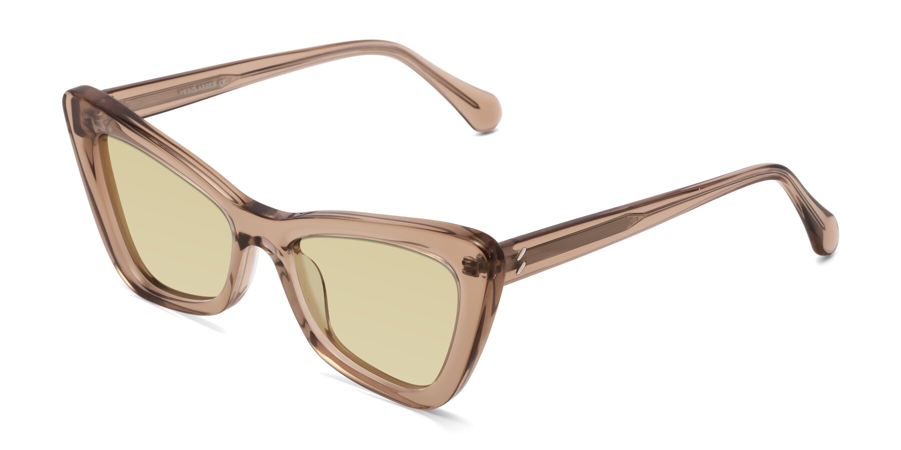 Angle of Rua in Caramel with Light Champagne Tinted Lenses