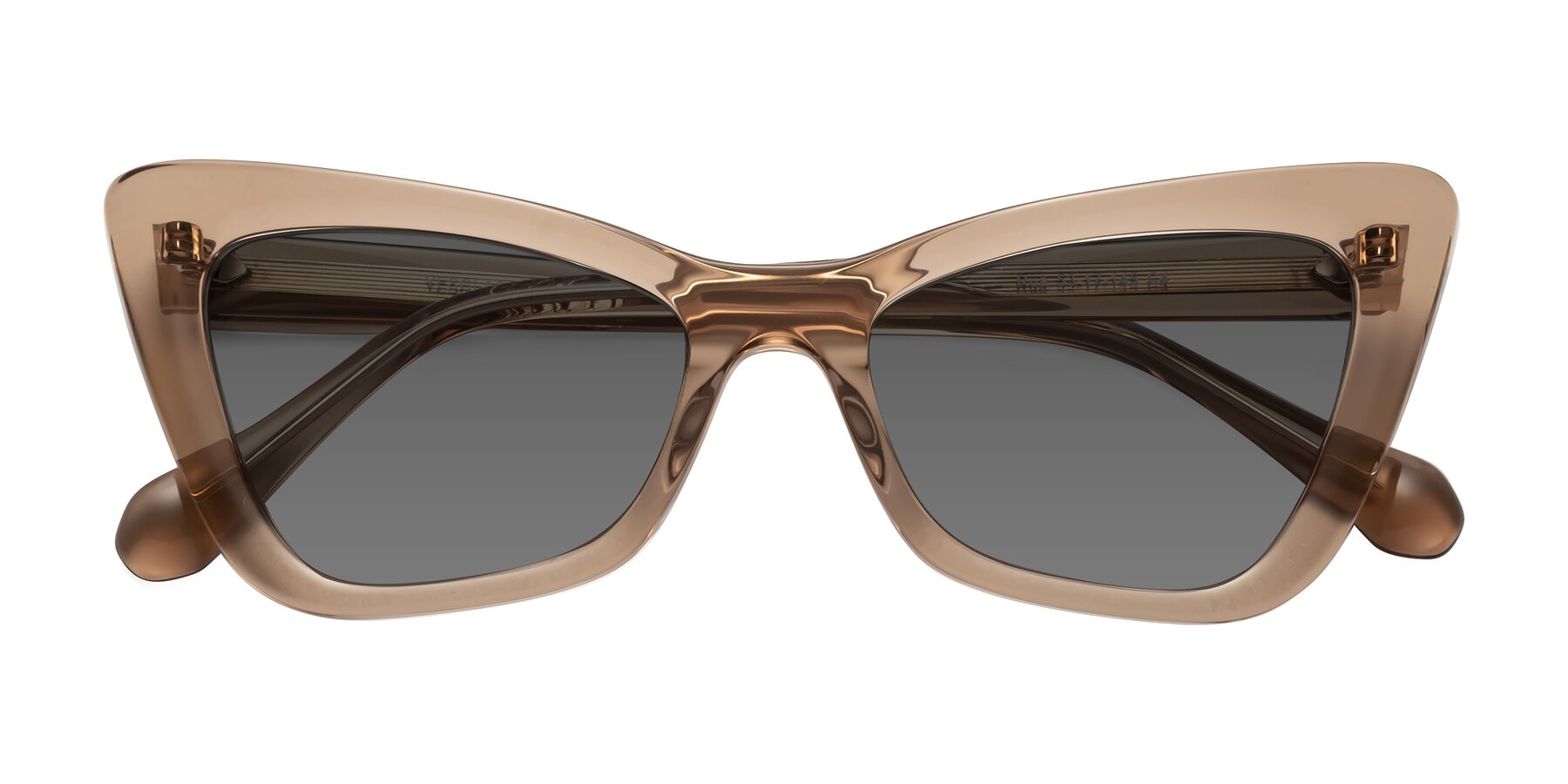 Folded Front of Rua in Caramel with Medium Gray Tinted Lenses