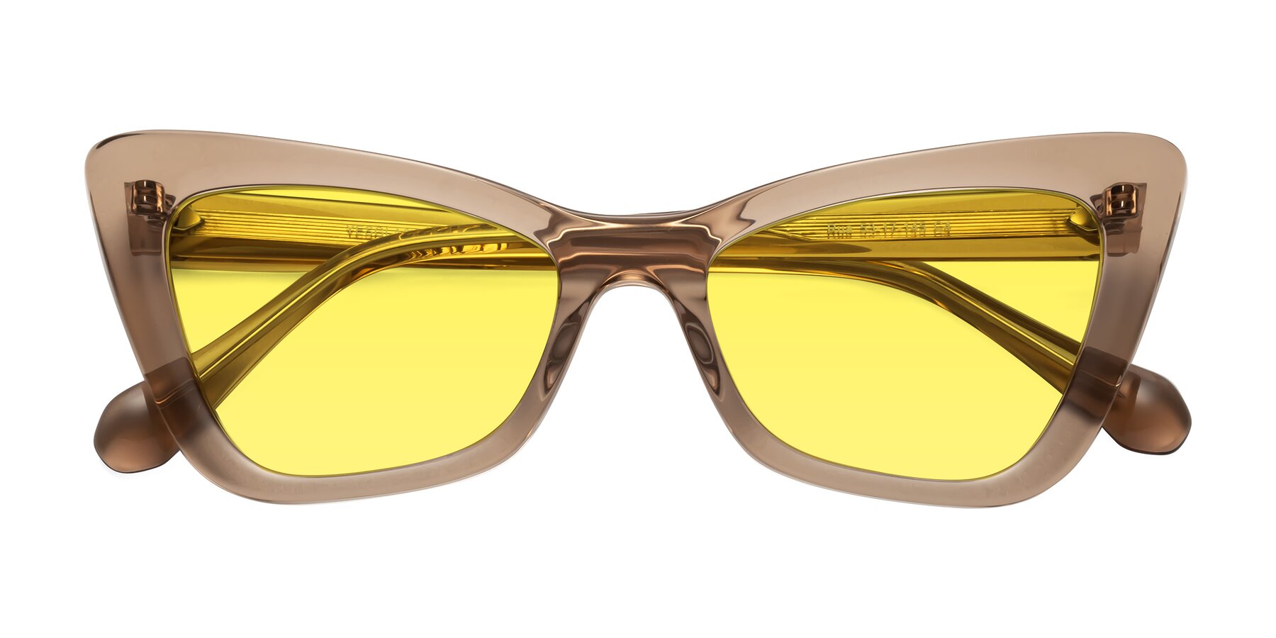 Folded Front of Rua in Caramel with Medium Yellow Tinted Lenses