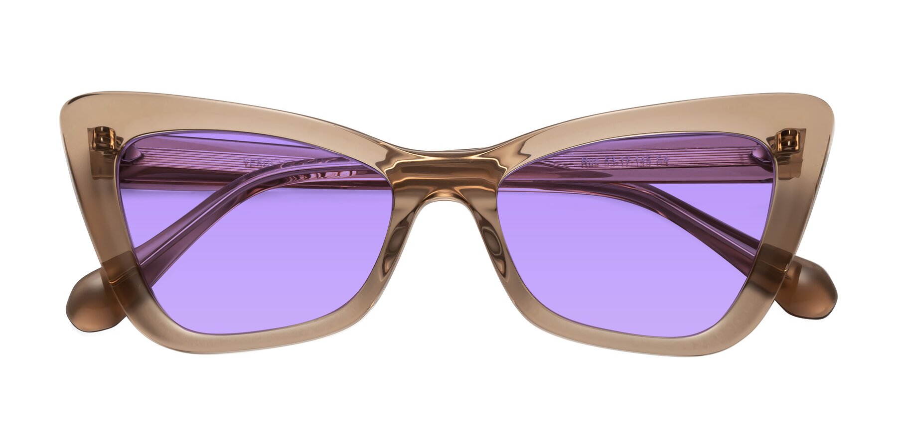 Folded Front of Rua in Caramel with Medium Purple Tinted Lenses