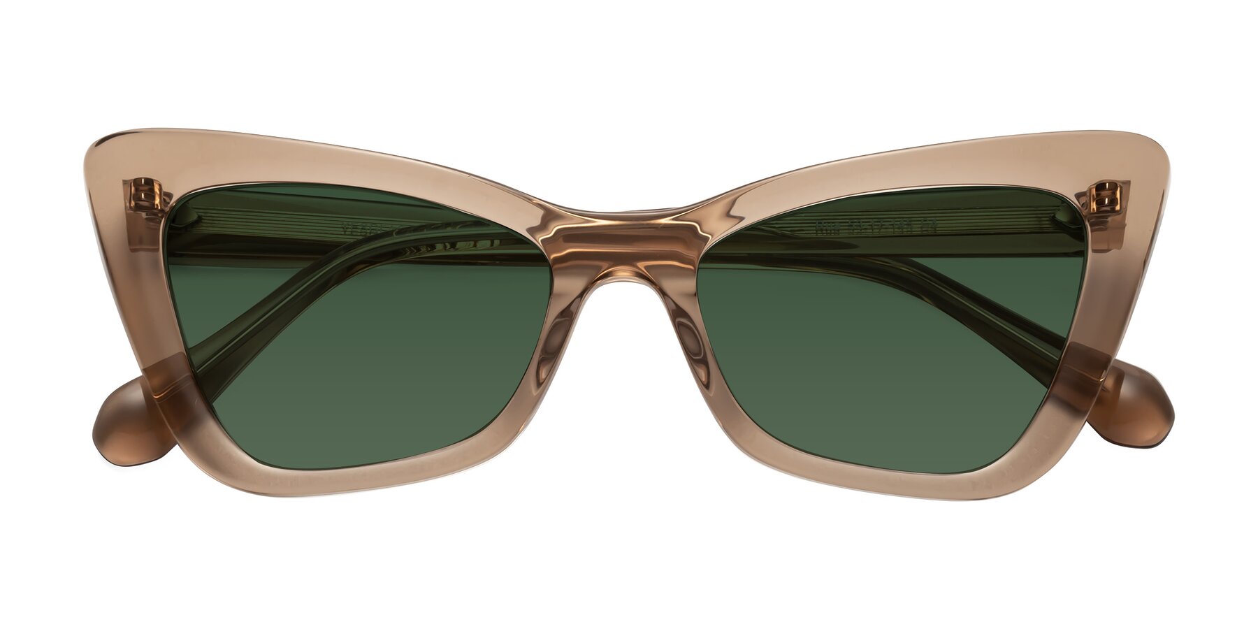 Folded Front of Rua in Caramel with Green Tinted Lenses