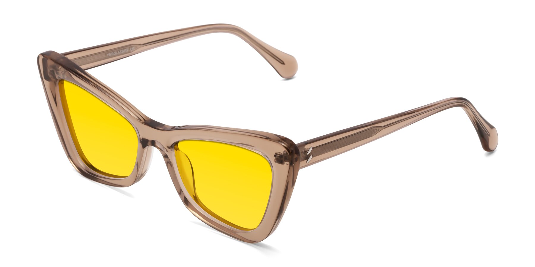 Angle of Rua in Caramel with Yellow Tinted Lenses