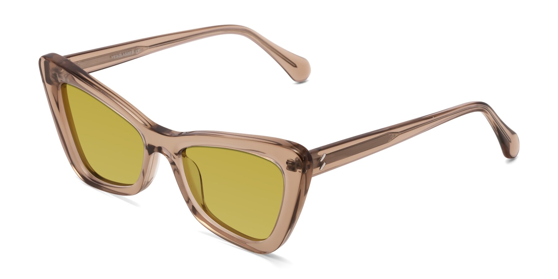 Angle of Rua in Caramel with Champagne Tinted Lenses