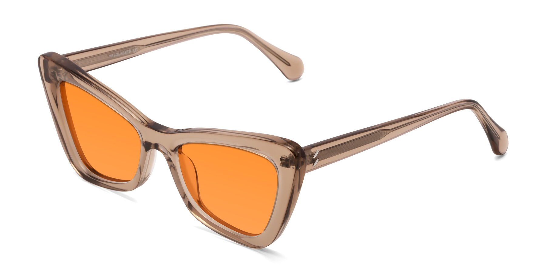 Angle of Rua in Caramel with Orange Tinted Lenses
