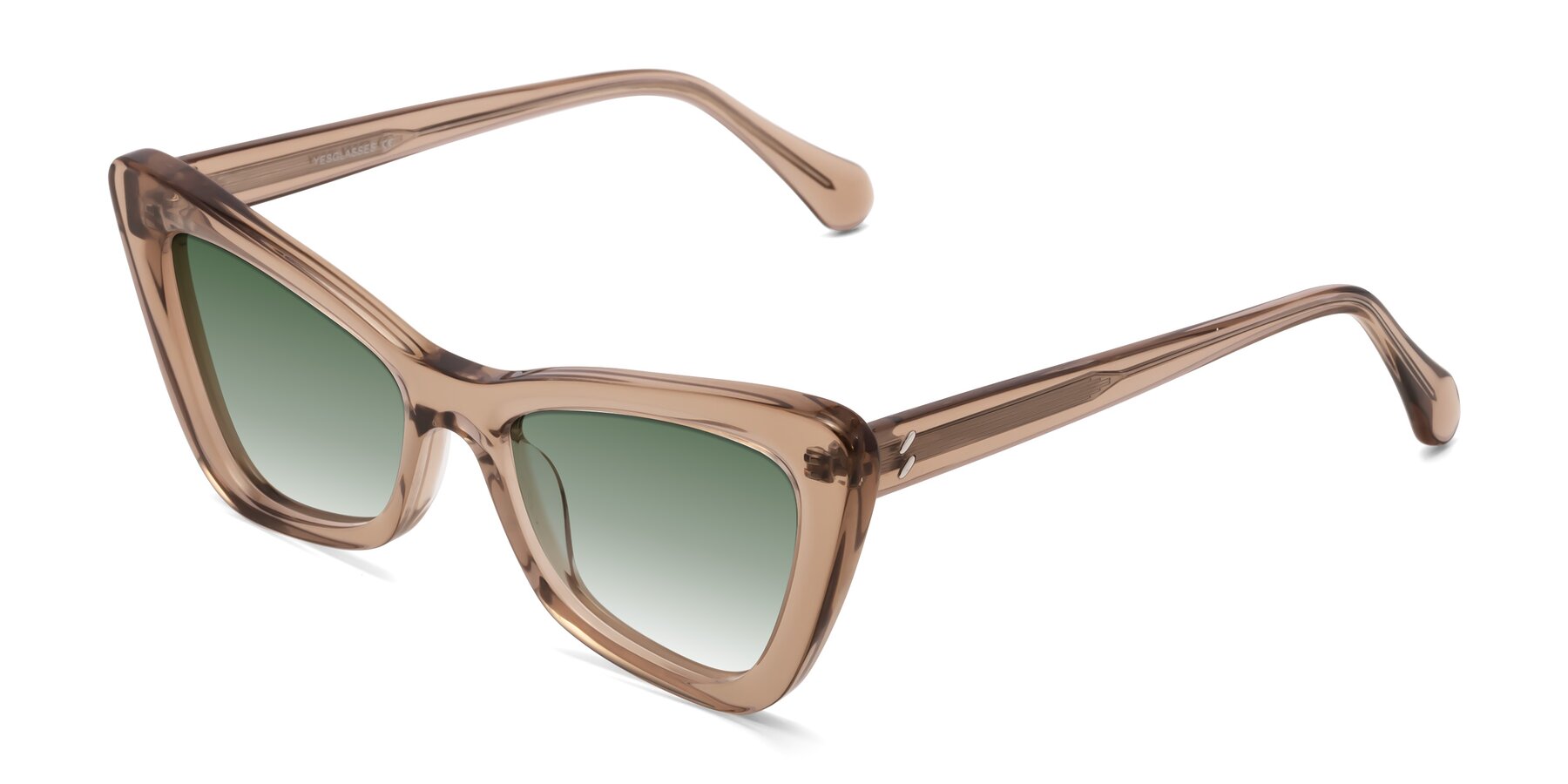 Angle of Rua in Caramel with Green Gradient Lenses