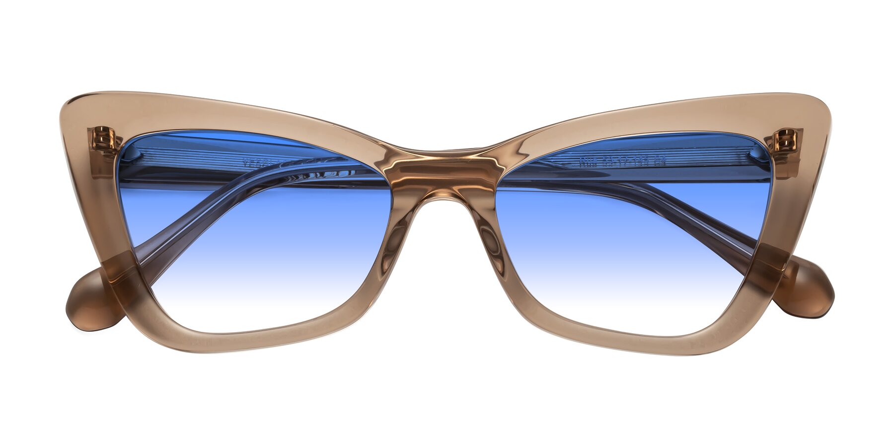 Folded Front of Rua in Caramel with Blue Gradient Lenses