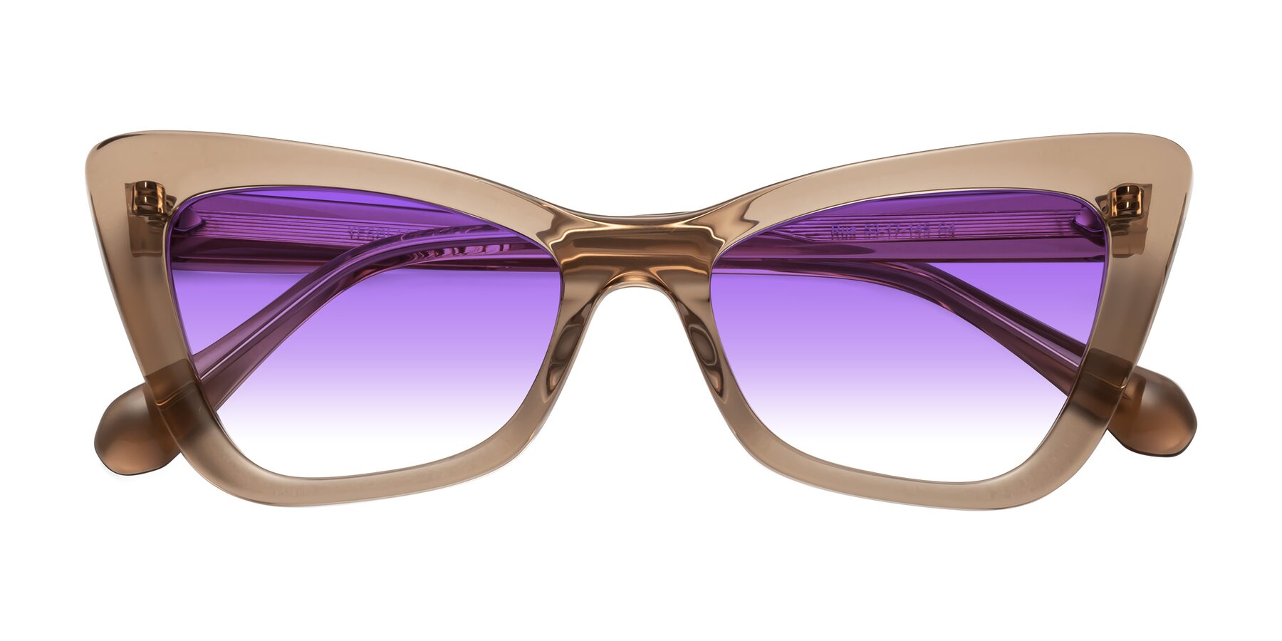 Folded Front of Rua in Caramel with Purple Gradient Lenses