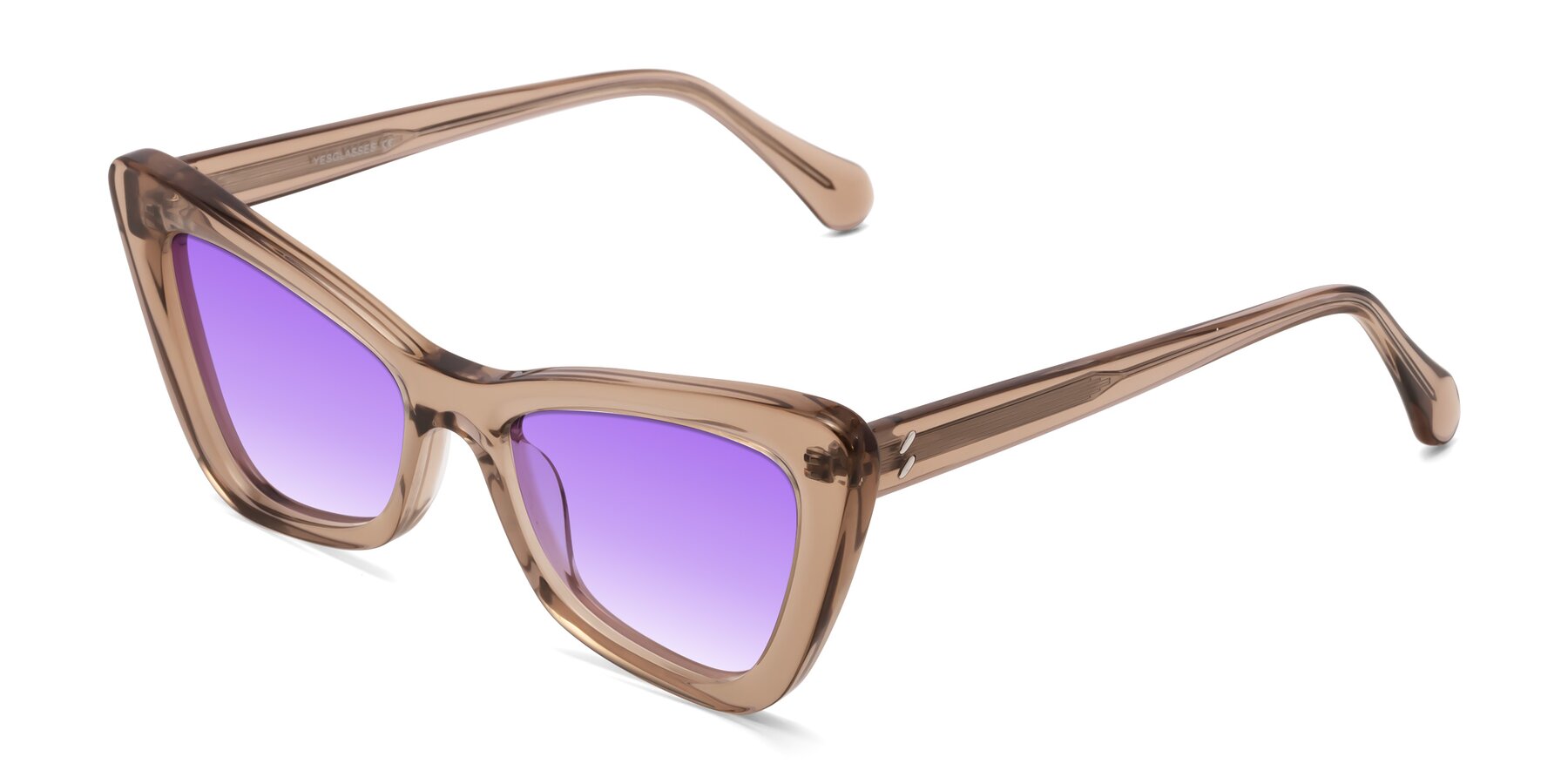 Angle of Rua in Caramel with Purple Gradient Lenses