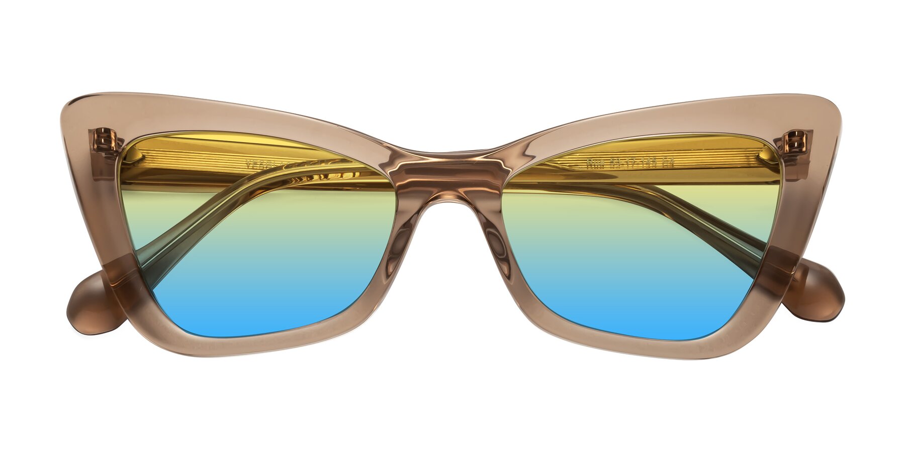Folded Front of Rua in Caramel with Yellow / Blue Gradient Lenses