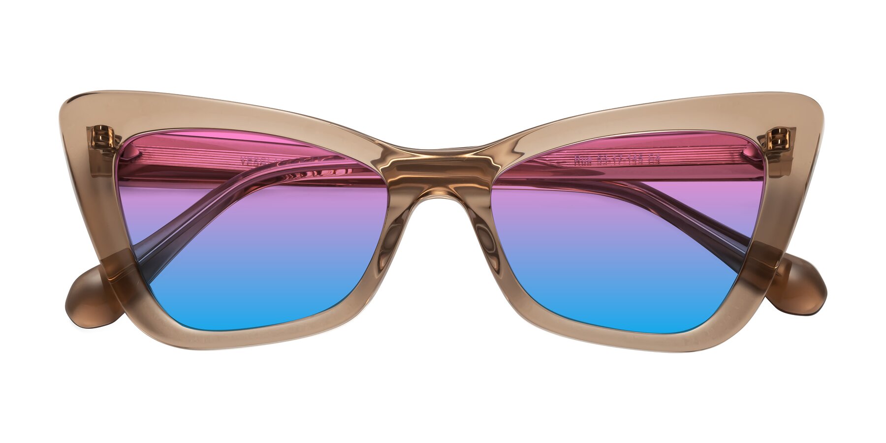 Folded Front of Rua in Caramel with Pink / Blue Gradient Lenses