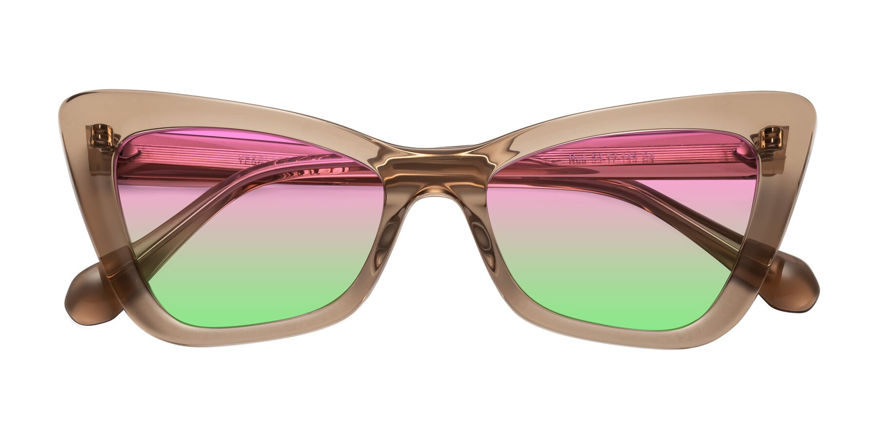 Folded Front of Rua in Caramel with Pink / Green Gradient Lenses