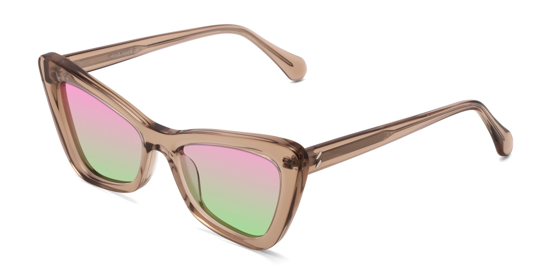 Angle of Rua in Caramel with Pink / Green Gradient Lenses