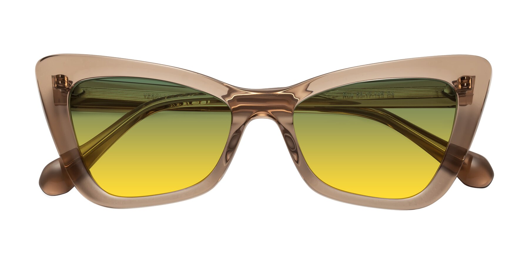 Folded Front of Rua in Caramel with Green / Yellow Gradient Lenses