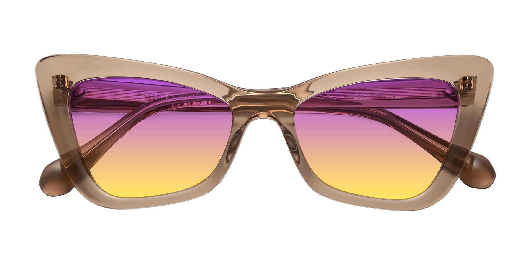 Folded Front of Rua in Caramel with Purple / Yellow Gradient Lenses