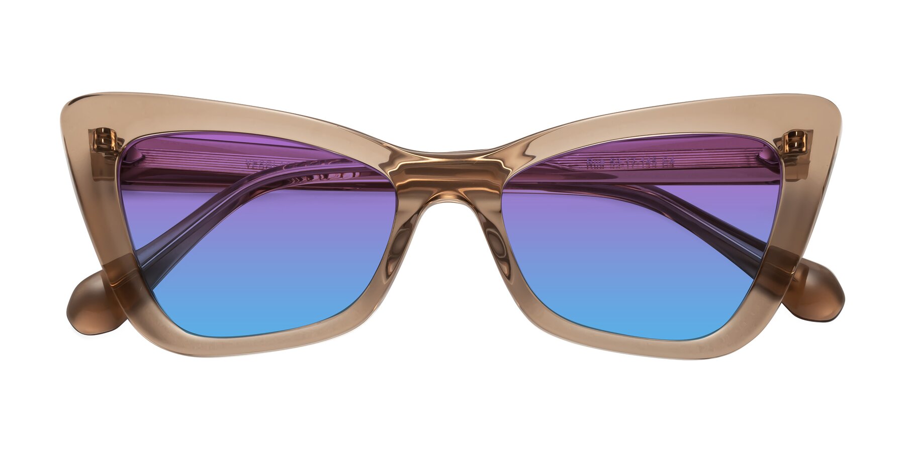 Folded Front of Rua in Caramel with Purple / Blue Gradient Lenses