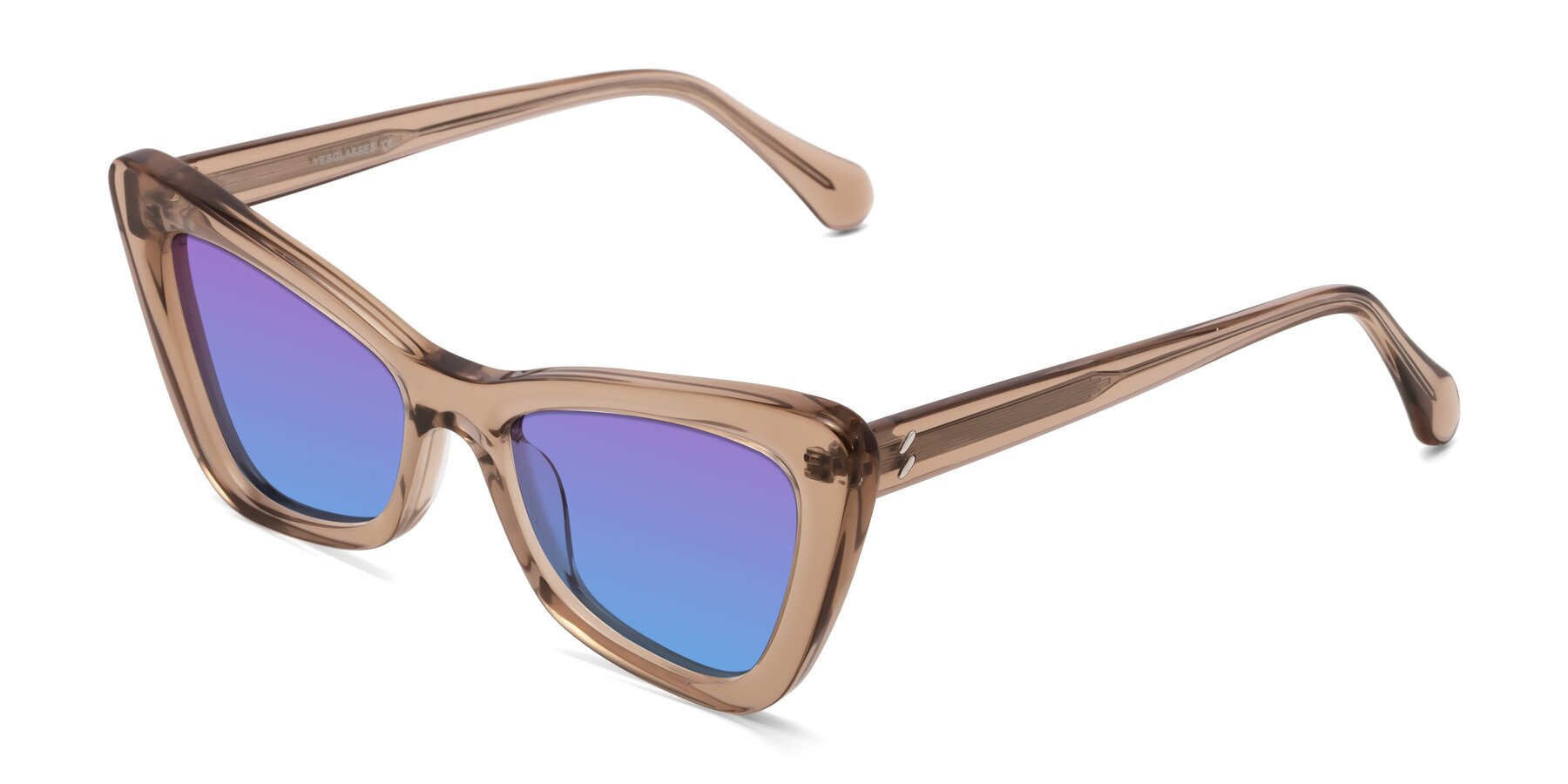 Angle of Rua in Caramel with Purple / Blue Gradient Lenses