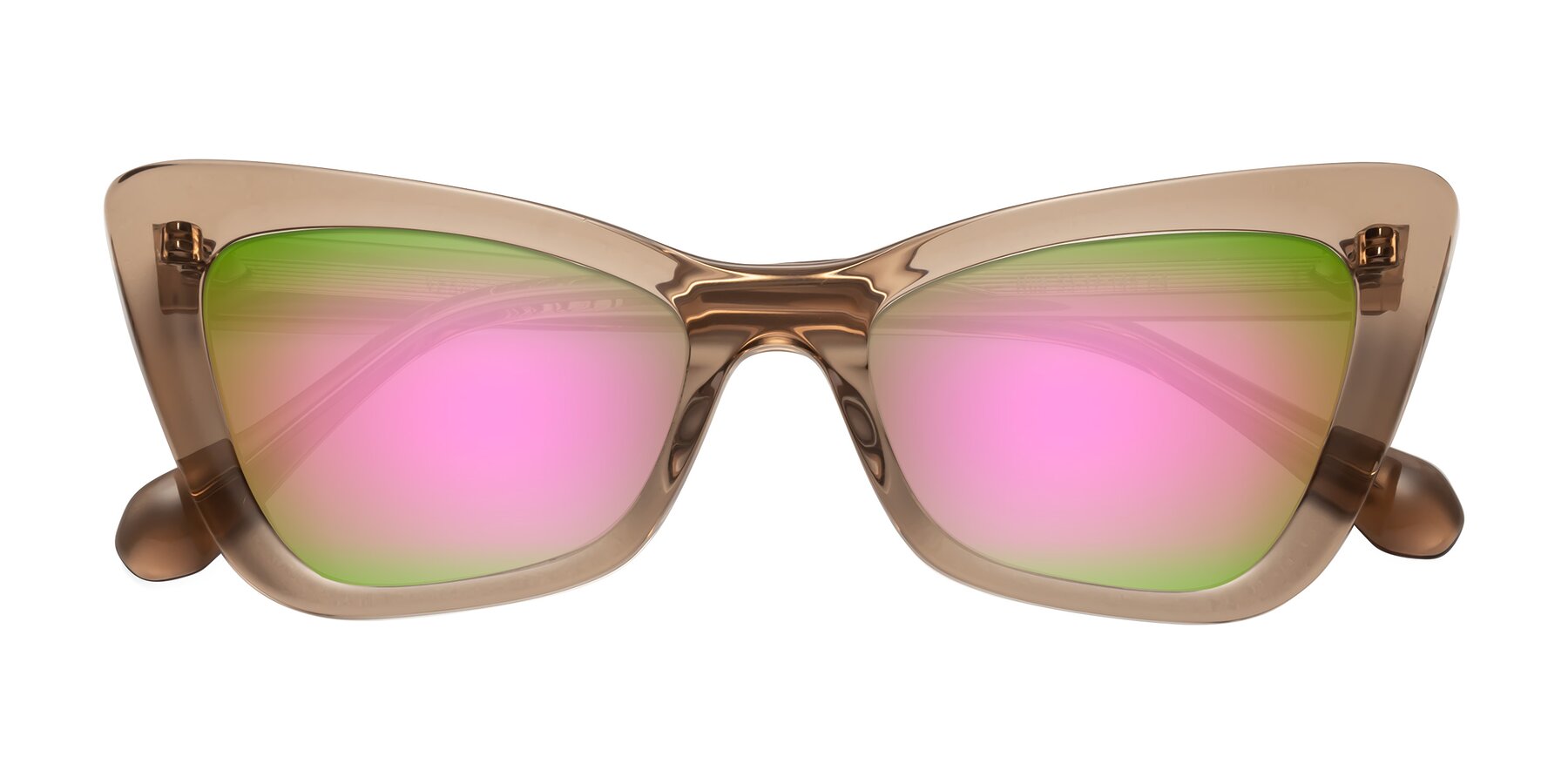 Folded Front of Rua in Caramel with Pink Mirrored Lenses