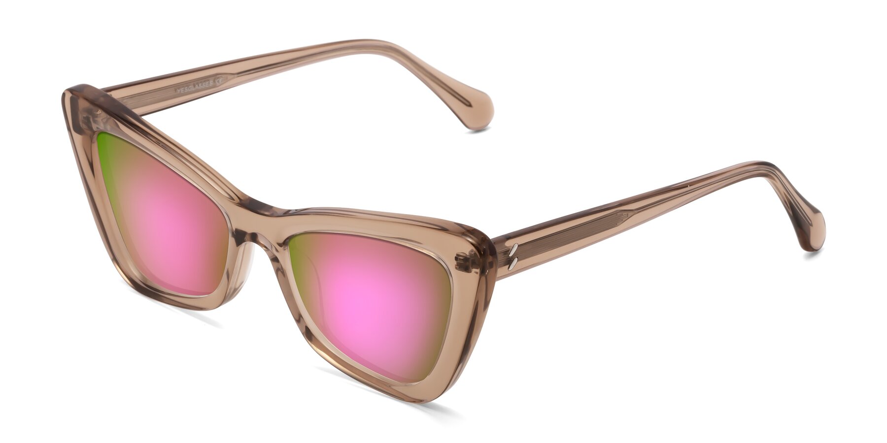 Angle of Rua in Caramel with Pink Mirrored Lenses