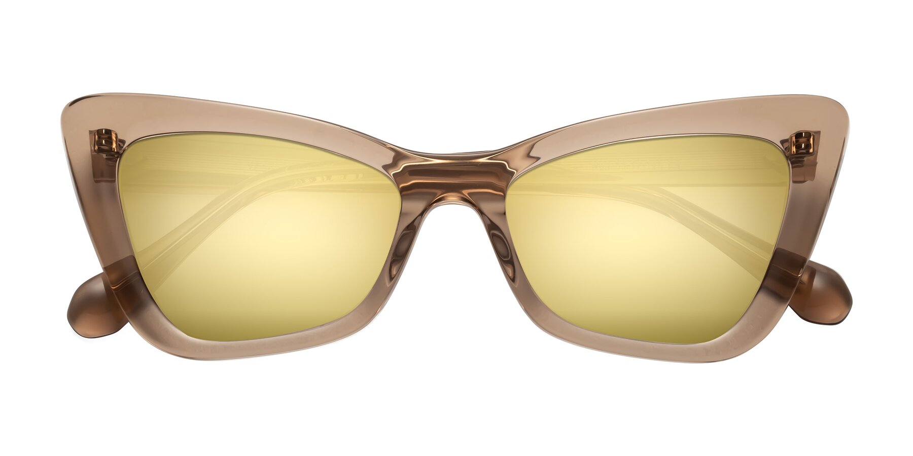 Folded Front of Rua in Caramel with Gold Mirrored Lenses