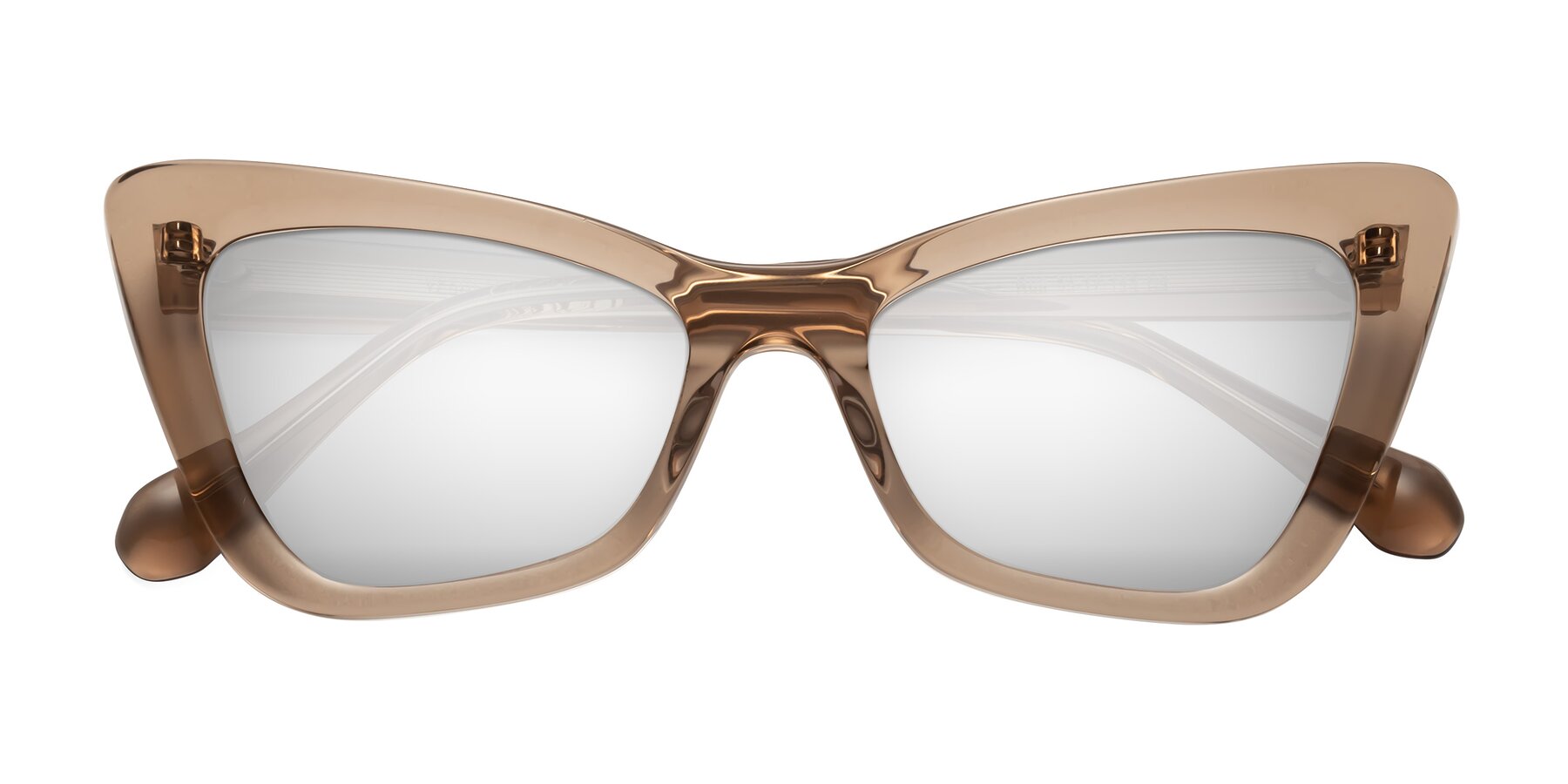 Folded Front of Rua in Caramel with Silver Mirrored Lenses