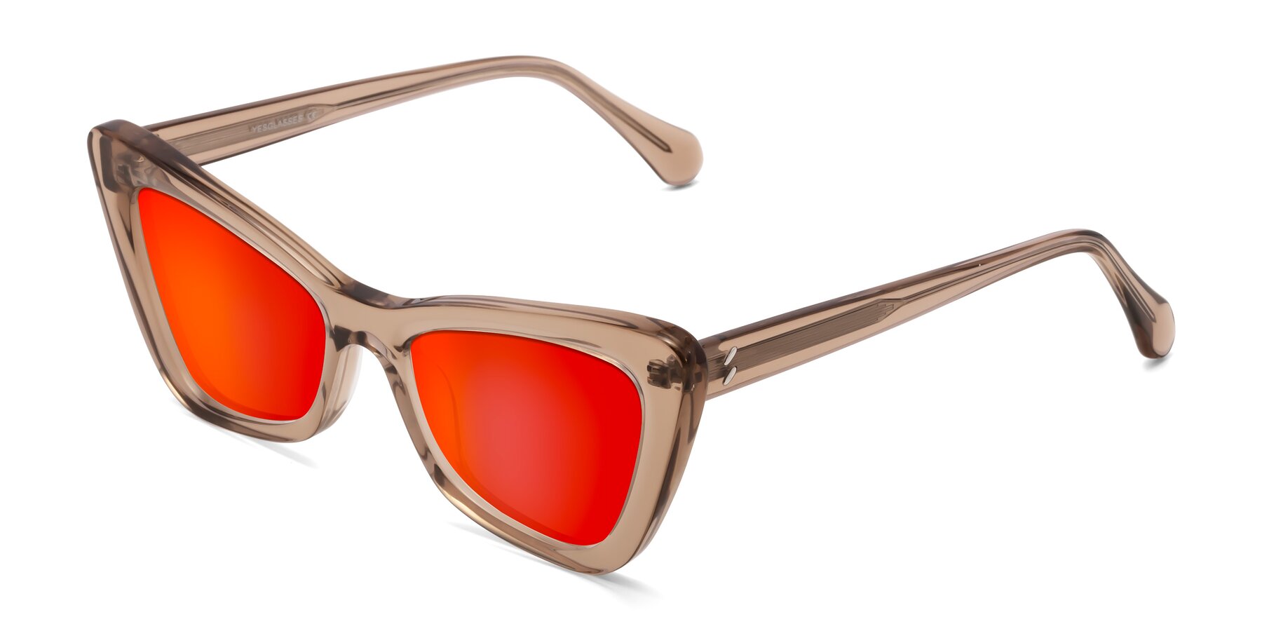Angle of Rua in Caramel with Red Gold Mirrored Lenses
