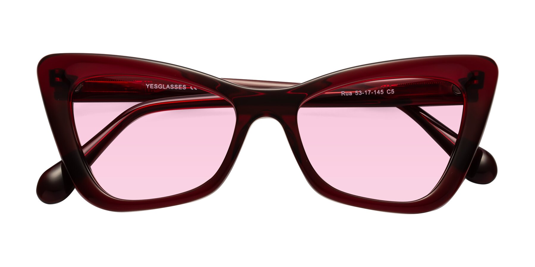 Folded Front of Rua in Wine with Light Pink Tinted Lenses