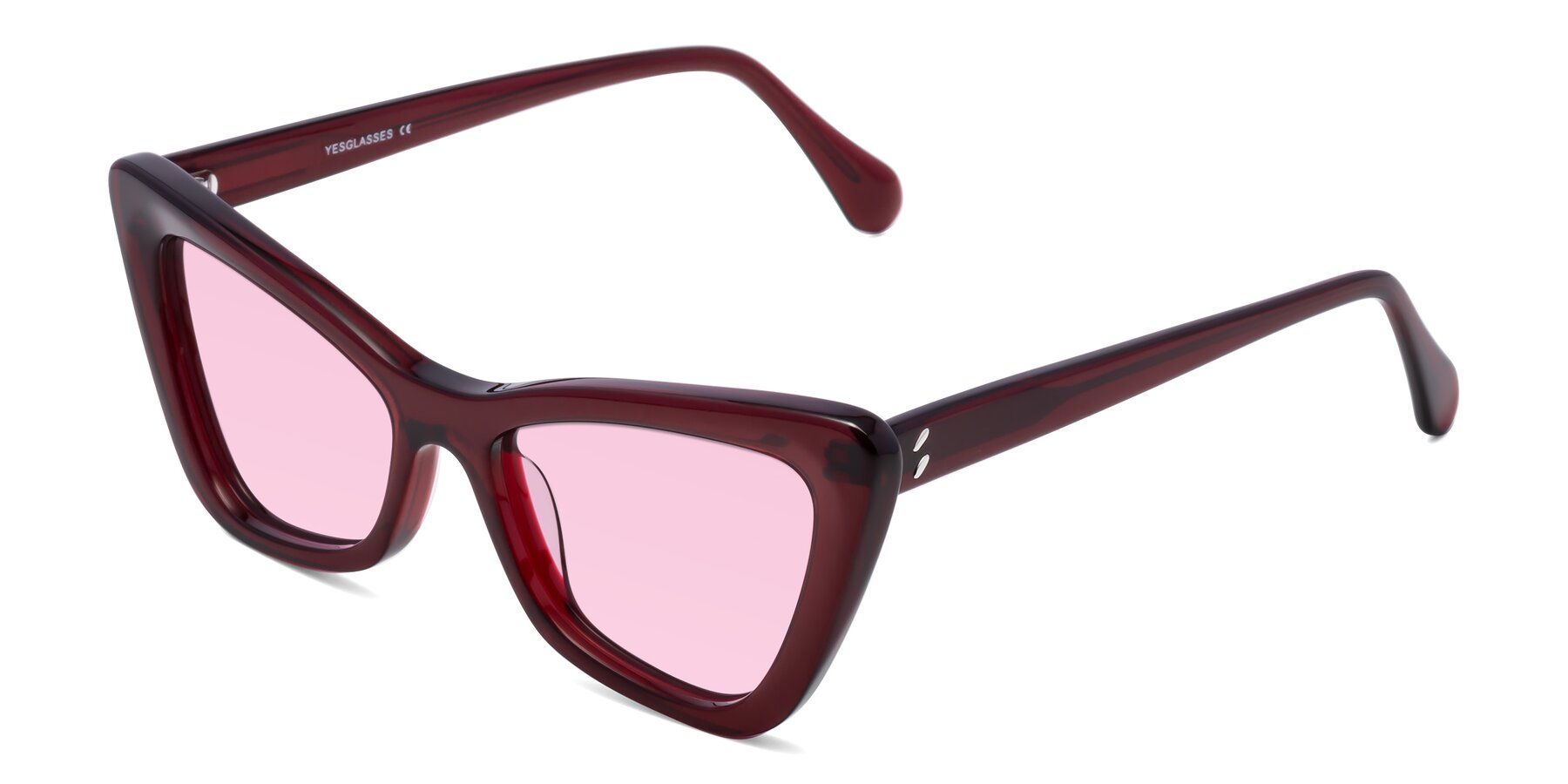 Angle of Rua in Wine with Light Pink Tinted Lenses
