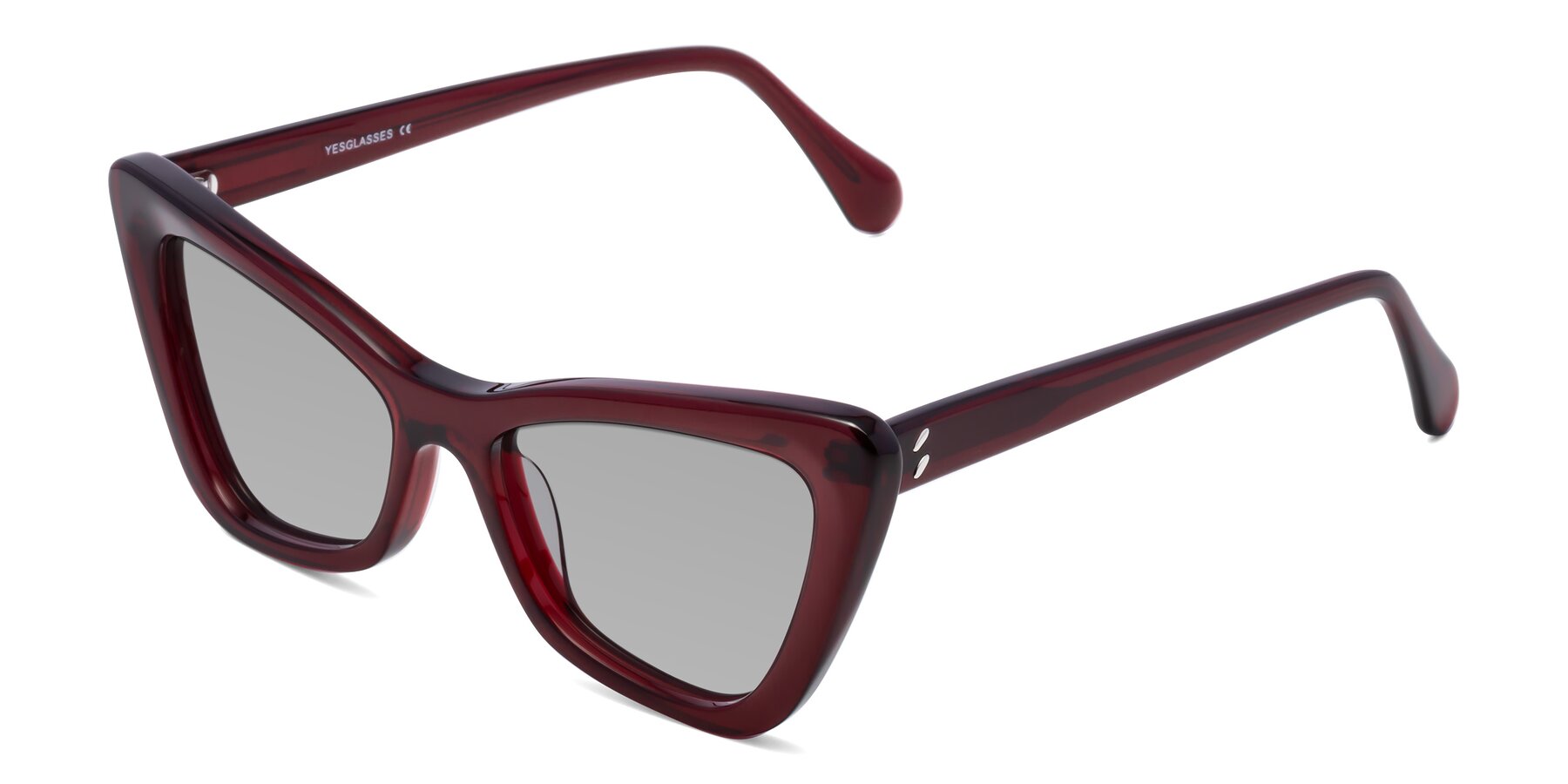Angle of Rua in Wine with Light Gray Tinted Lenses