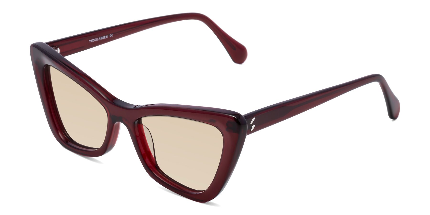 Angle of Rua in Wine with Light Brown Tinted Lenses