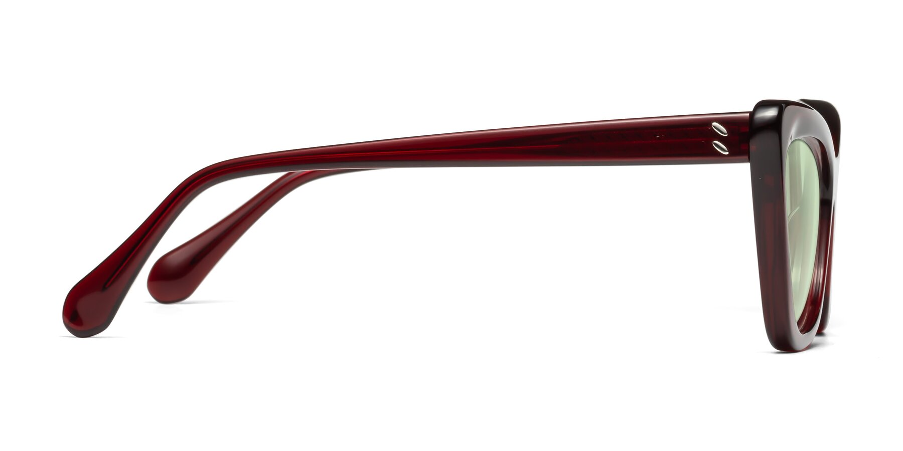 Side of Rua in Wine with Light Green Tinted Lenses