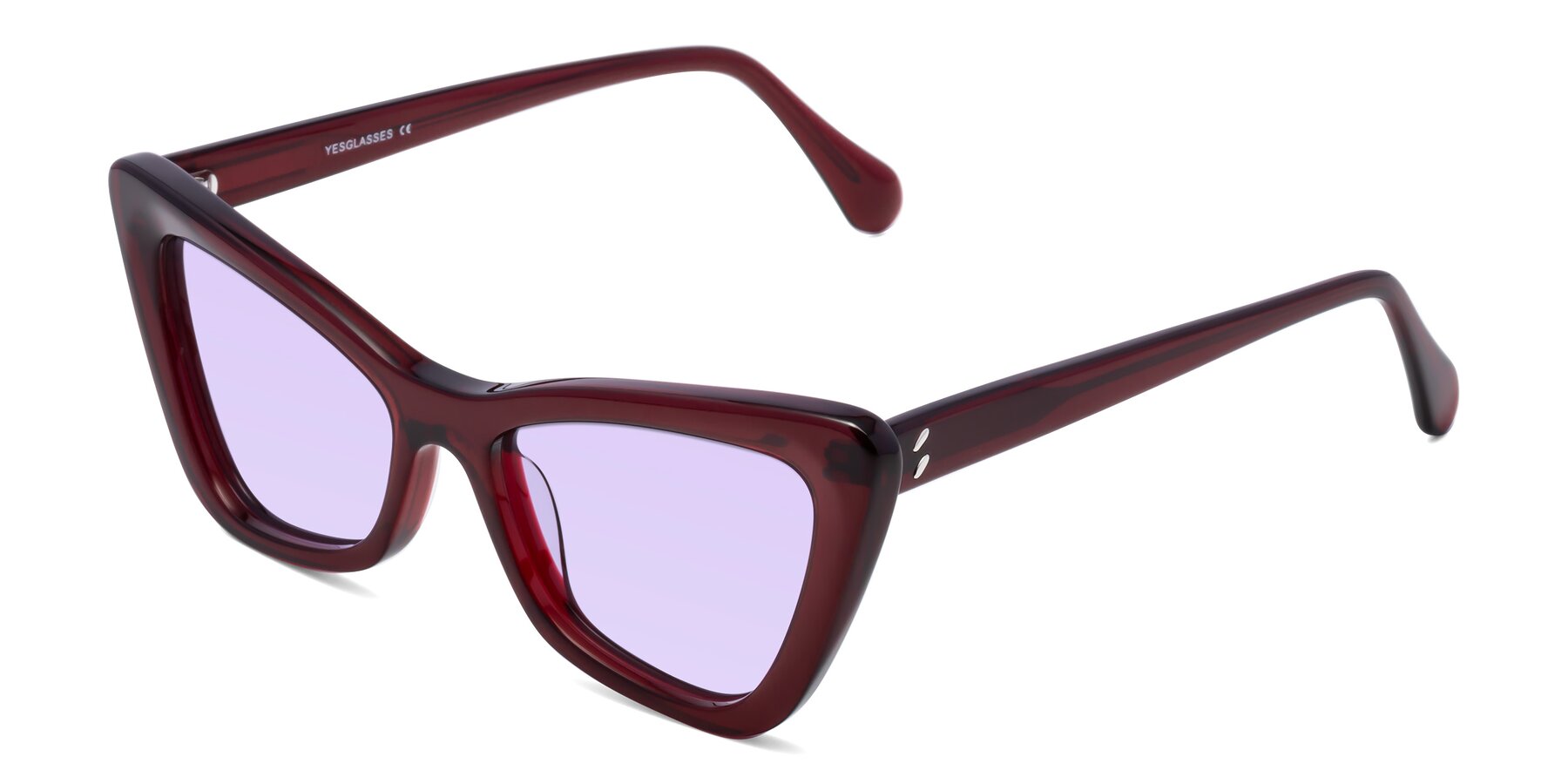 Angle of Rua in Wine with Light Purple Tinted Lenses