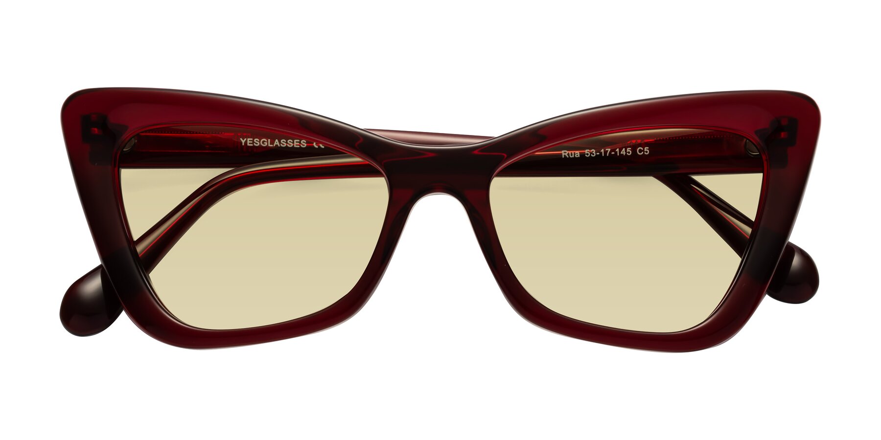 Folded Front of Rua in Wine with Light Champagne Tinted Lenses