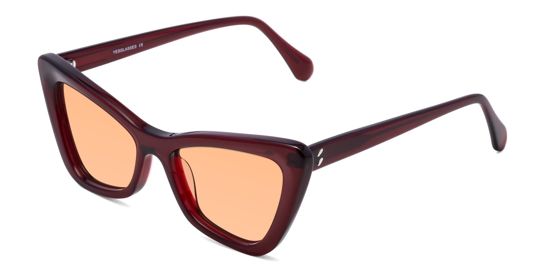 Angle of Rua in Wine with Light Orange Tinted Lenses