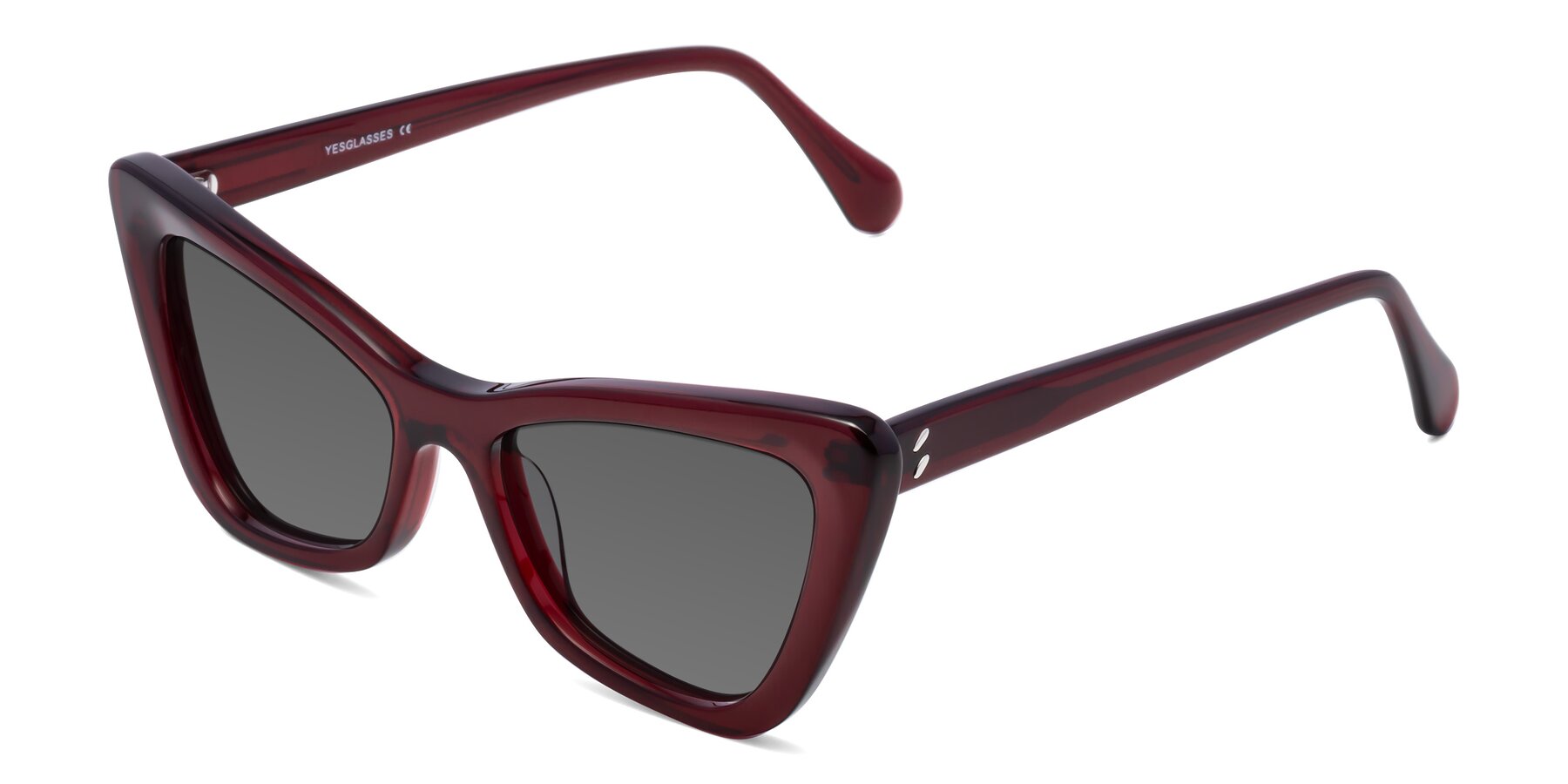 Angle of Rua in Wine with Medium Gray Tinted Lenses