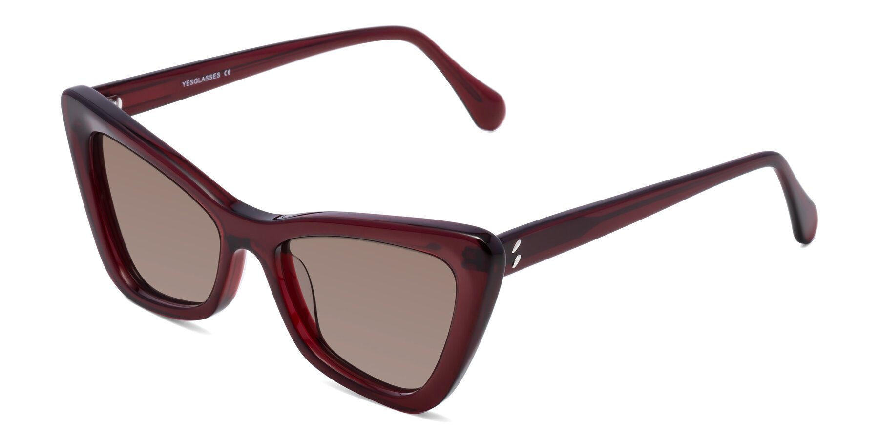 Angle of Rua in Wine with Medium Brown Tinted Lenses