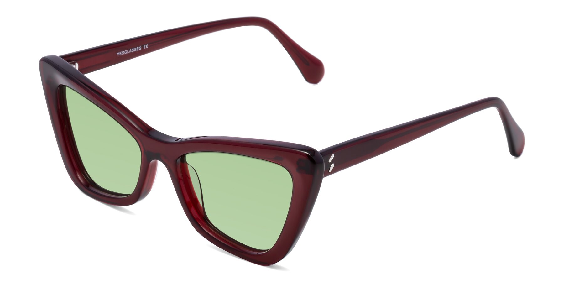 Angle of Rua in Wine with Medium Green Tinted Lenses