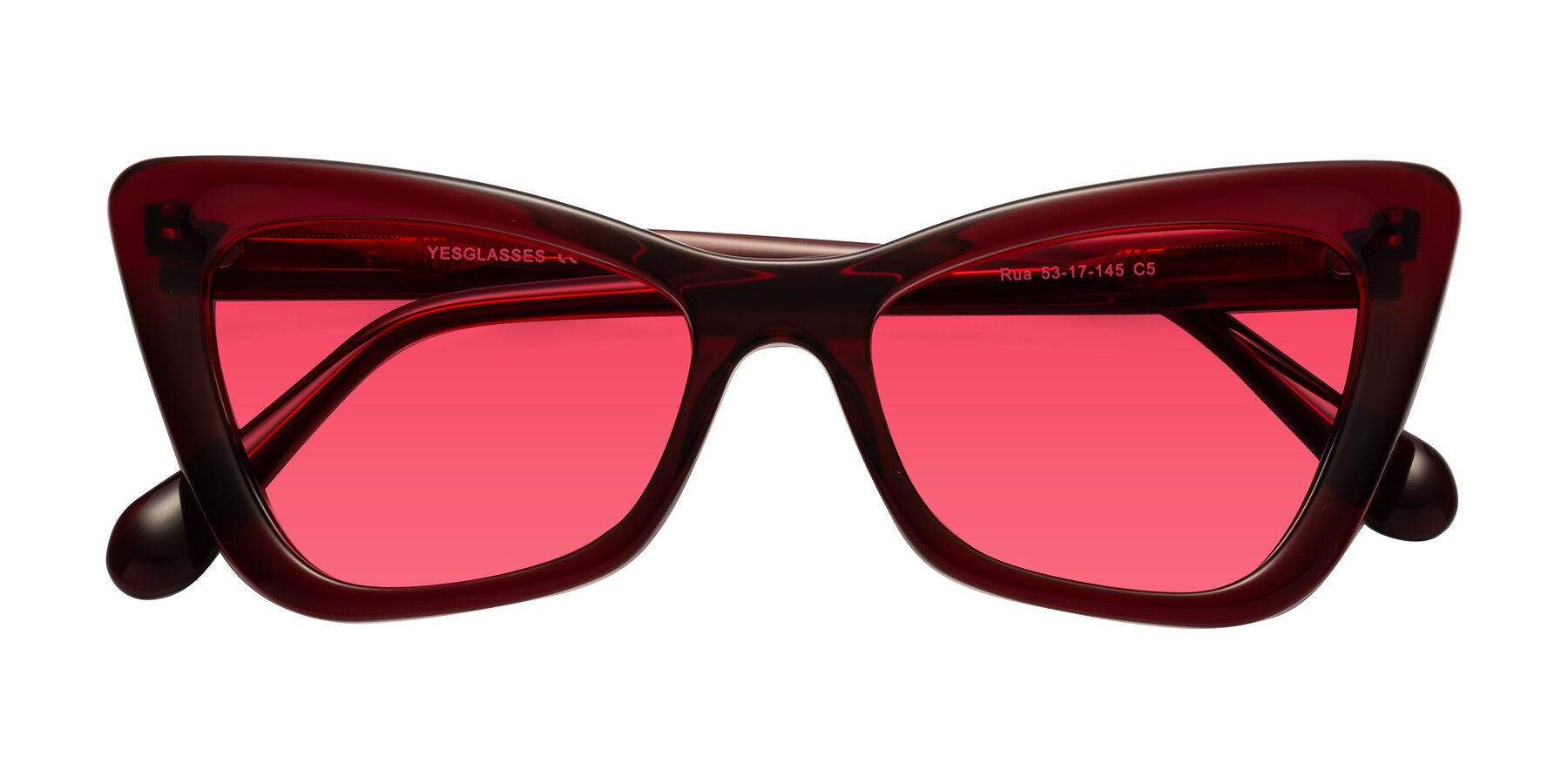 Folded Front of Rua in Wine with Red Tinted Lenses