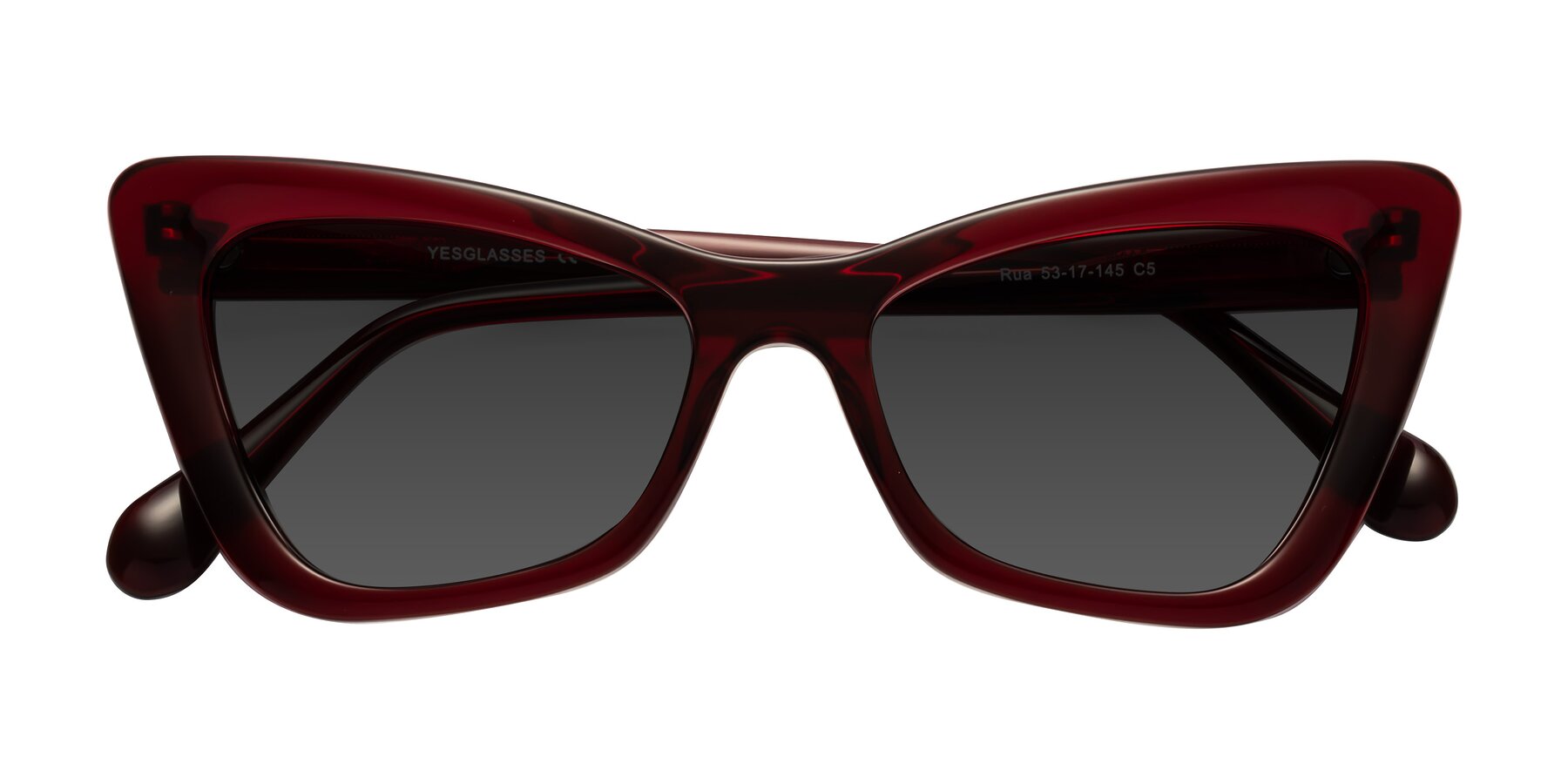 Folded Front of Rua in Wine with Gray Tinted Lenses