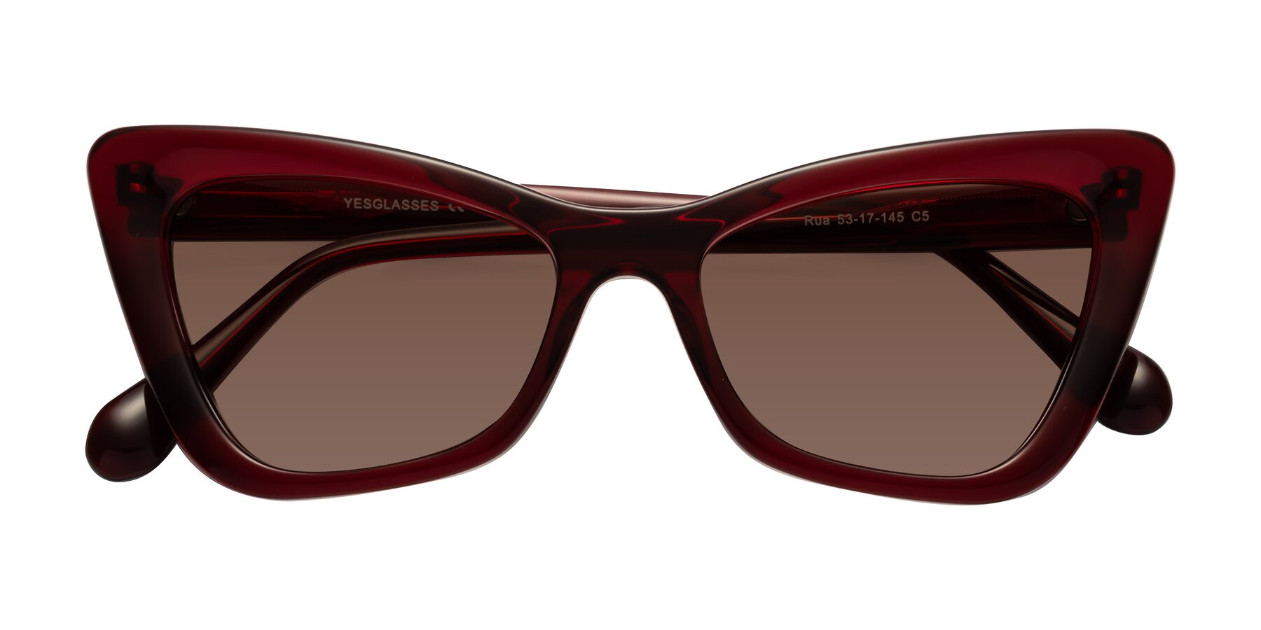 Folded Front of Rua in Wine with Brown Tinted Lenses