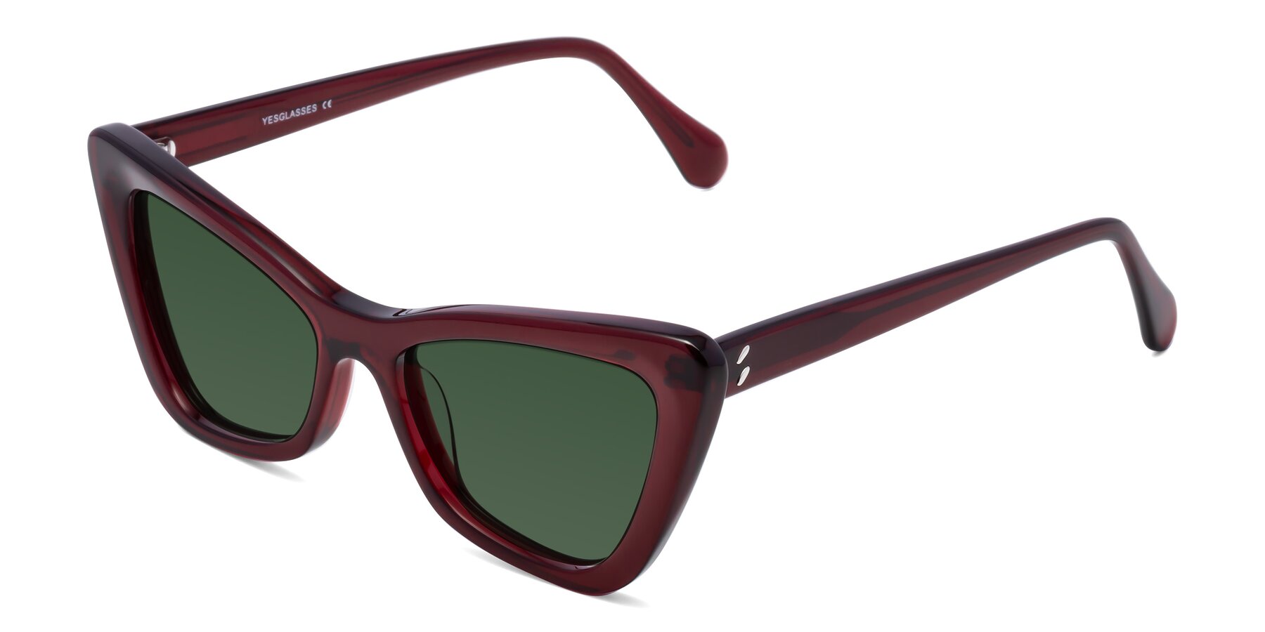 Angle of Rua in Wine with Green Tinted Lenses
