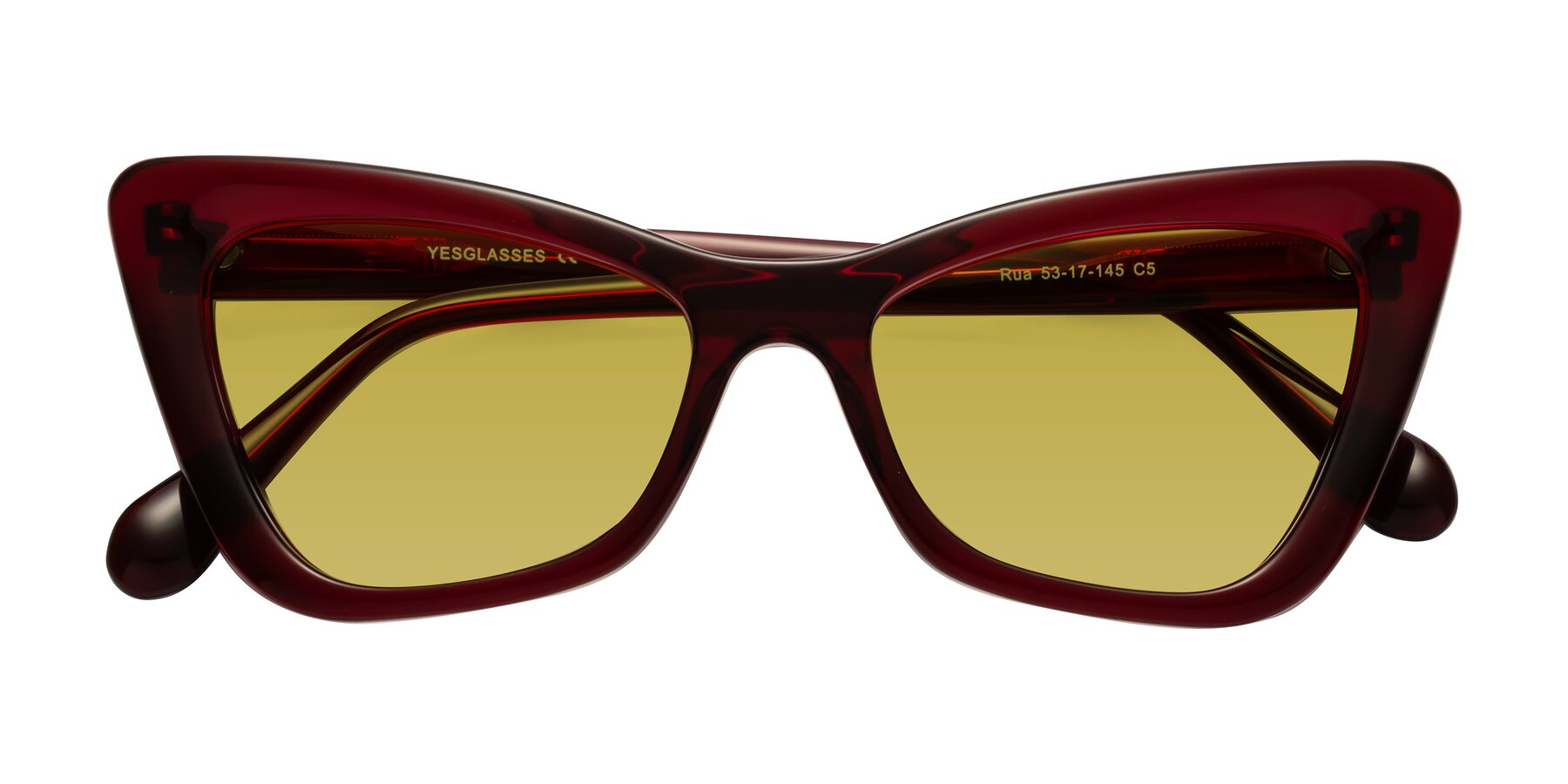 Folded Front of Rua in Wine with Champagne Tinted Lenses