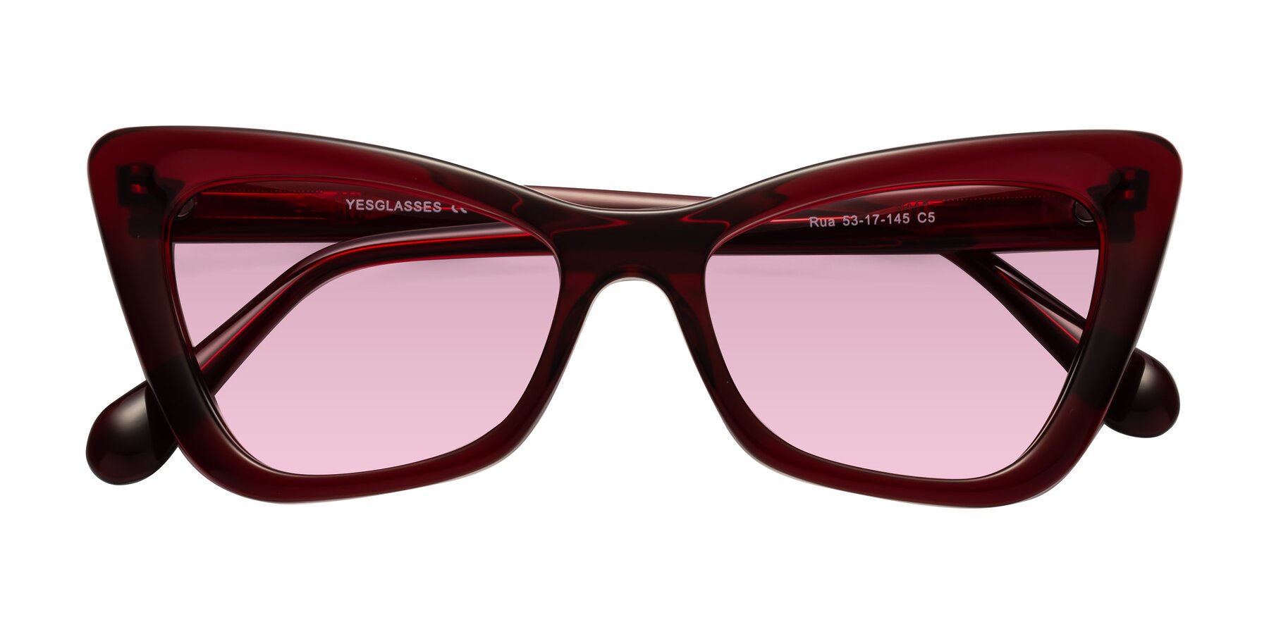 Folded Front of Rua in Wine with Light Wine Tinted Lenses