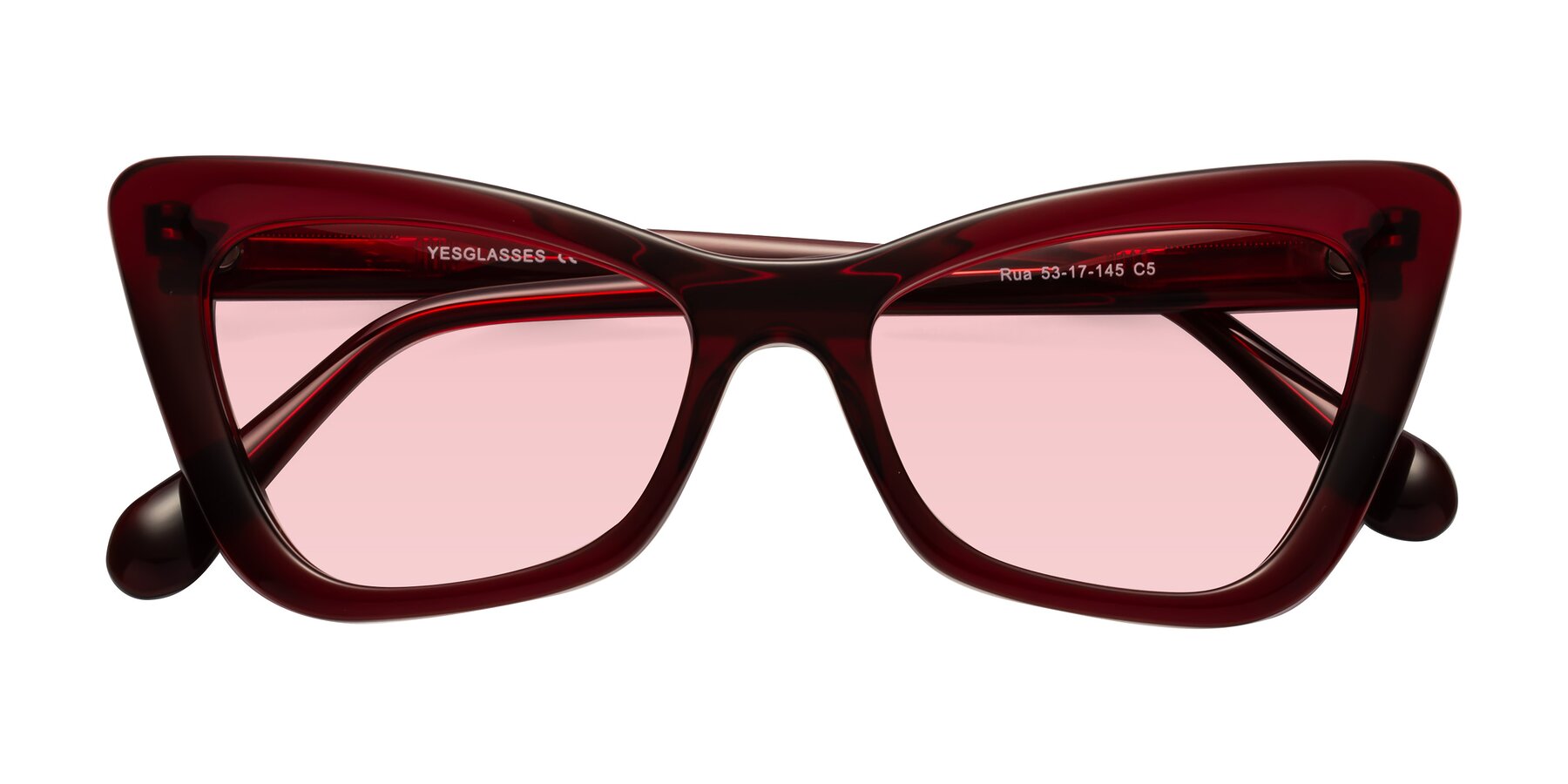 Folded Front of Rua in Wine with Light Garnet Tinted Lenses