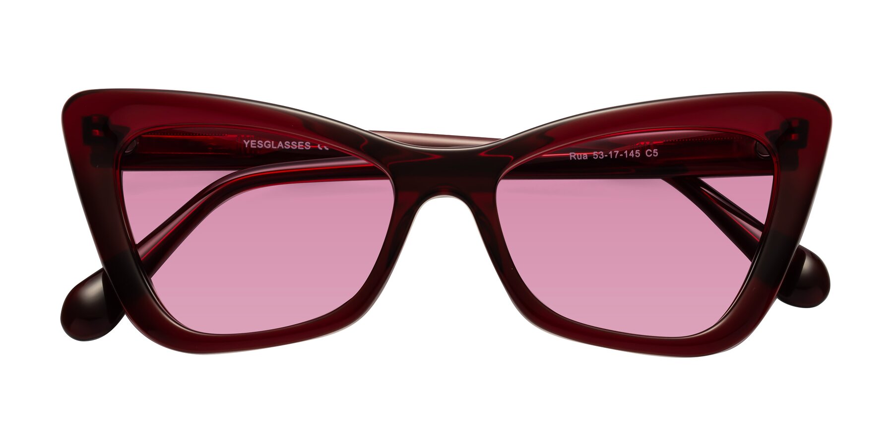 Folded Front of Rua in Wine with Medium Wine Tinted Lenses